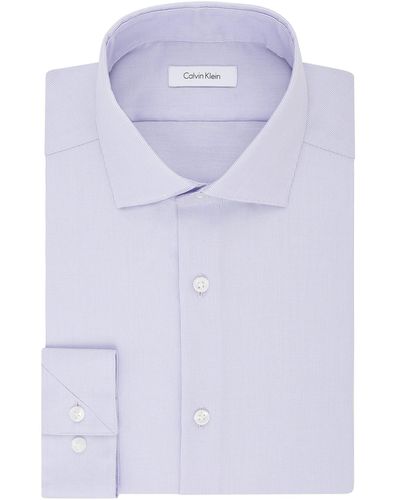 Calvin Klein Dress Shirt Slim Fit Non Iron Stretch Solid - Purple