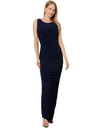 Norma Kamali Sleeveless Side Shirred Gown - Blue