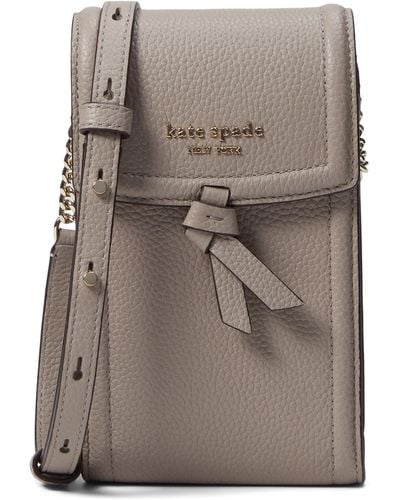 Kate Spade Knott Pebbled Leather North/south Crossbody - Gray