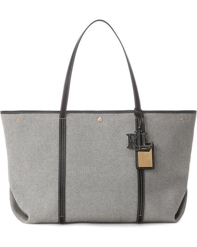 Lauren by Ralph Lauren Canvas Leather Extra-large Emerie Tote - Gray