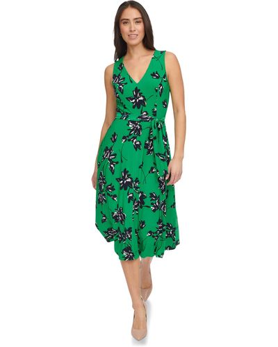 Tommy Hilfiger Floral Midi Fit And Flare - Green