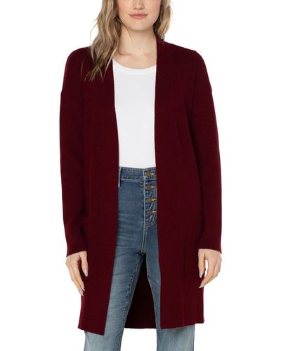Liverpool Los Angeles Open Front Cardigan Sweater - Red