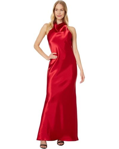 Betsy & Adam Long Charmous Halter Tie Neck - Red