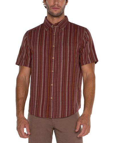 Liverpool Los Angeles Short Sleeve Button Up Shirt - Brown
