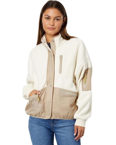 Madewell (re)sourced Sherpa Snap-front Jacket (color-block Antique Cream) Coat - Natural