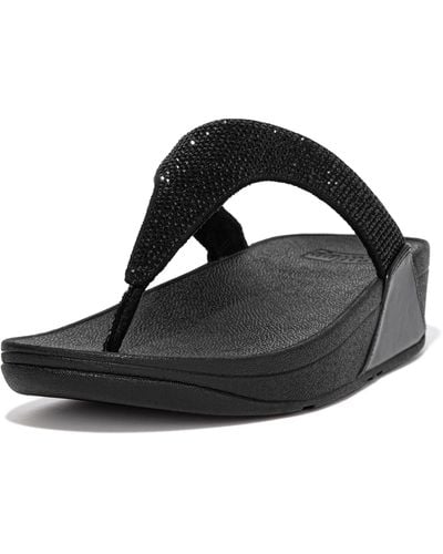 Fitflop Lulu Crystal Embellished Toe-post Sandals - Black