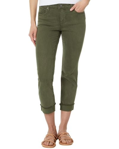 Kut From The Kloth Amy Crop Straight Leg- Roll-up Frey In Tree - Green