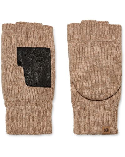 UGG Knit Flip Mitten With Recycled Microfur Lining - Natural