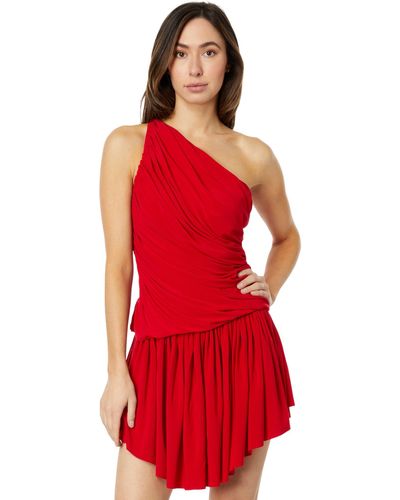 Norma Kamali Diana Uneven Flair Mini Dress - Red