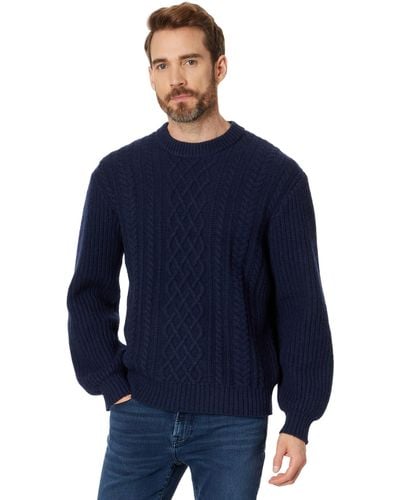 Madewell Cabled Crewneck Sweater - Blue