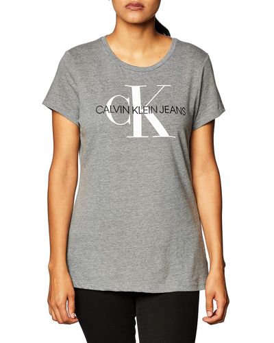 Calvin Klein Short Sleeve Cropped Logo T-shirt - Gray