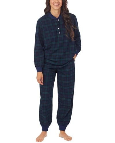 Lanz of Salzburg Flannel Ski Pajama - Blue