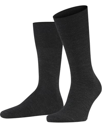 FALKE Merino Airport Crew Socks With Cotton Lining - Black