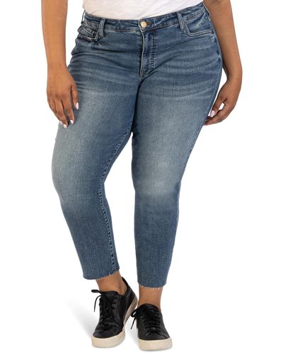 Kut From The Kloth Plus Size Reese High-rise Fab Ab Ankle Straight Raw Hem In Reborn - Blue
