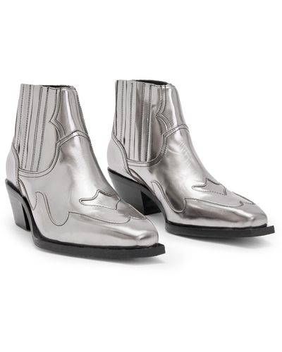 AllSaints Jonty Metallic Boots - Gray