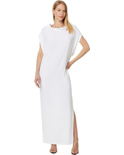Norma Kamali Sleeveless All In One Side Slit Gown - White