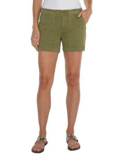 Liverpool Los Angeles Utility Shorts With Flap Pockets - Green