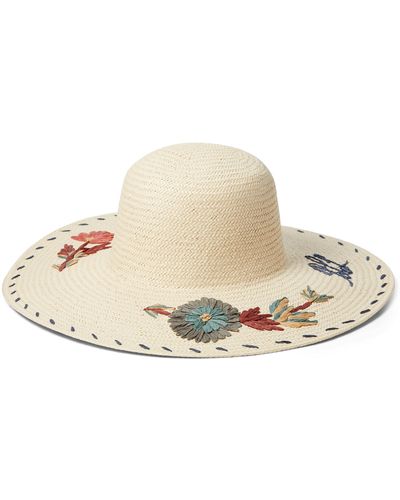Lauren by Ralph Lauren Sunhat With Embroidered Flowers - Natural
