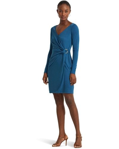 Lauren by Ralph Lauren Ring-trim Stretch Jersey Cocktail Dress - Blue