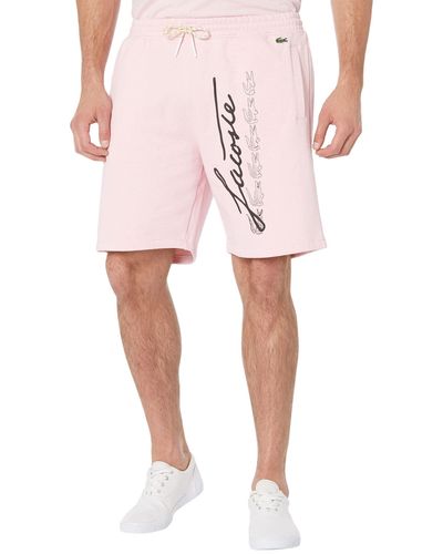 Lacoste Graphic Signature On Side Leg Shorts - Pink