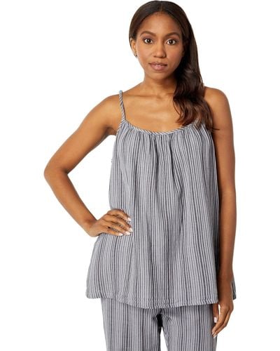 Dylan By True Grit Villa Stripes Shirred Cami - Gray