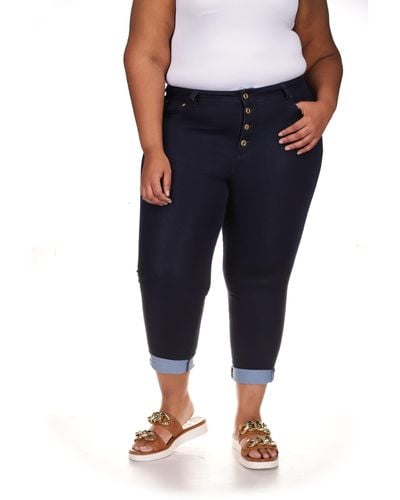 MICHAEL Michael Kors Plus Size High-rise Crop Skinny Selma Jeans In Dark Rinse Wash - Blue