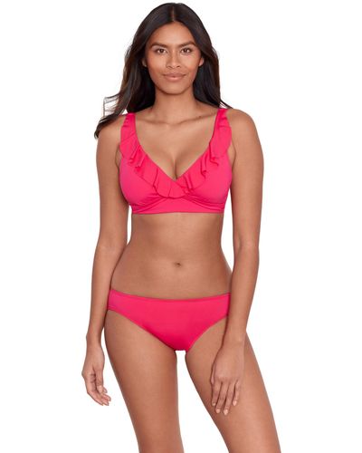 Lauren by Ralph Lauren Beach Club Solids Ruffle Underwire Bikini Top - Red