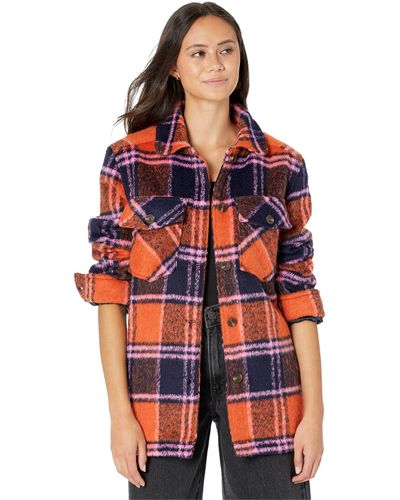 Blank NYC Plaid Shirt Jacket In Electric Love - Red