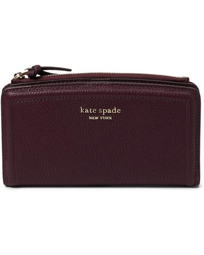 Kate Spade Knott Pebbled Leather Zip Slim Wallet - Purple