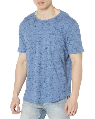 John Varvatos Cooper Slub Cotton Crew With Distress Screen Print K6053z1 - Blue