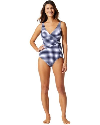 Tommy Bahama Gingham Wrap Front One-piece - Blue