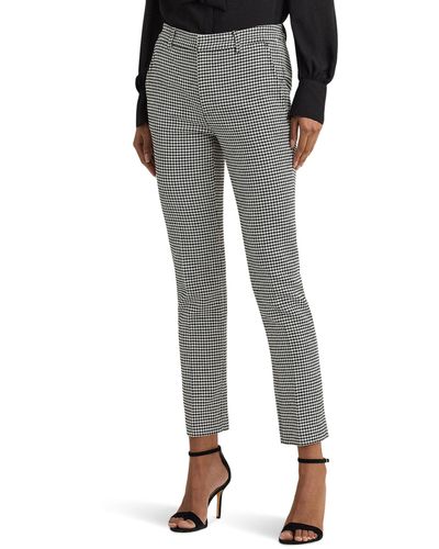 Lauren by Ralph Lauren Petite Houndstooth Twill Cropped Pant - Gray