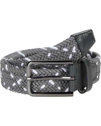 Johnston & Murphy Leather Woven Belt - Gray