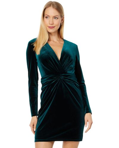 Donna Morgan Velvet V-neck Mini Dress - Black