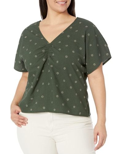 Madewell Plus Voile Puff-sleeve Top In Floral - Green