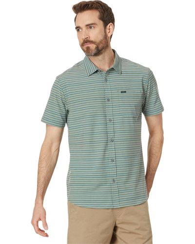 O'neill Sportswear Traveler Upf Traverse Stripe Standard Short Sleeve Woven - Green
