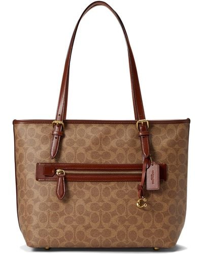 COACH Coated Canvas Signature Taylor Tote - Brown