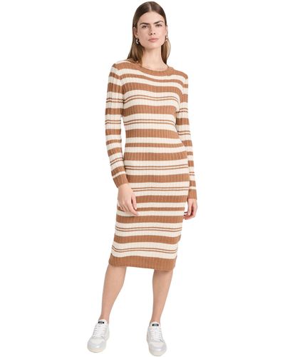 Line & Dot Duo Striped Sweaterdress - Brown