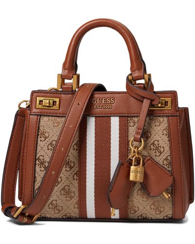 Guess Satchel Bags Outlet Singapore - Brown Katey Girlfriend Womens