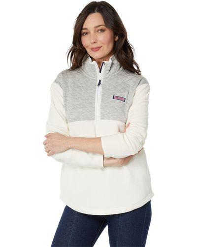 Vineyard Vines Mixed Media Quilted Popover - White