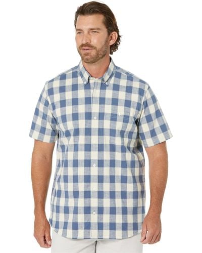 L.L. Bean Comfort Stretch Chambray Shirt Short Sleeve Traditional Fit Plaid - Tall - Black