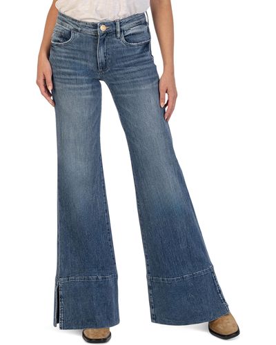 Kut From The Kloth Goldie Mid Rise Super Flare-wide Hem W/ Slit In Continued - Blue