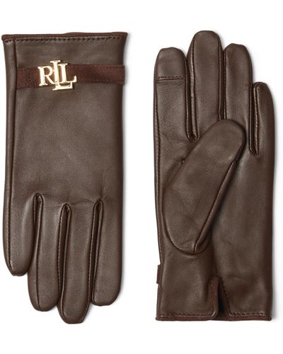 Lauren by Ralph Lauren Logo Belt Leather Glove - Brown