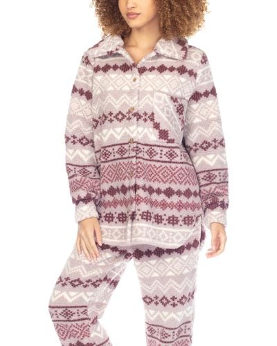 Honeydew Intimates Cozy Night Sherpa Fleece Button-up - Purple