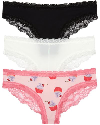Honeydew Intimates Aiden 3-pack Lace Back Hipster - Black