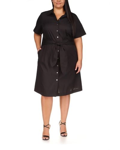 MICHAEL Michael Kors Plus Size Poplin Tie Front Dress - Black
