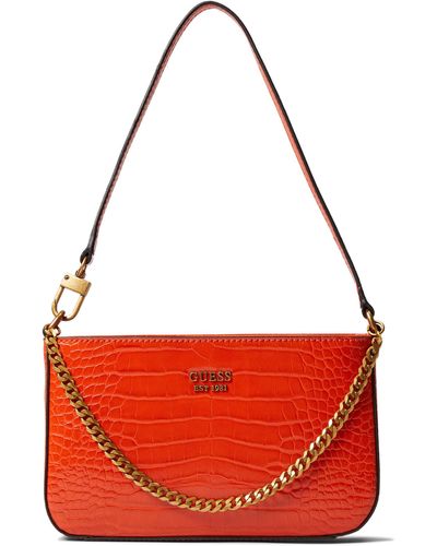Guess Katey Croc Mini Top Zip Shoulder Bag - Orange
