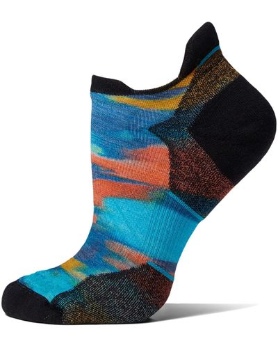 Smartwool Run Targeted Cushion Brushed Print Low Ankle Socks - Blue