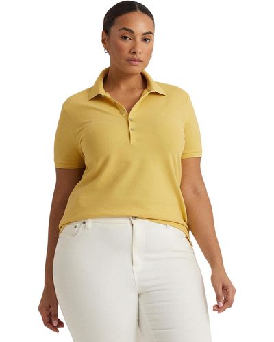 Lauren by Ralph Lauren Plus-size Stretch Pique Polo Shirt - Yellow