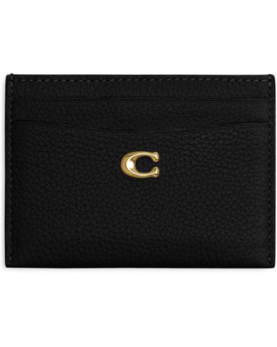COACH Polished Pebble Leather Essential Card Case - Black
